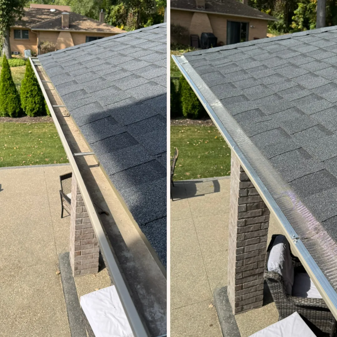 Gutter guard installation before and after